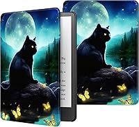 Vista 26 de Funda para Kindle básico de 6 pulgadas (11.ª generación), múltiples ángulos, piel sintética, delgada, con función de encendido y apagado automático