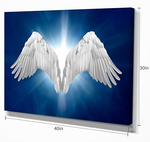 Miniatura 5 de Alas de ángel sobre fondo azul lienzo abstracto impresión artística