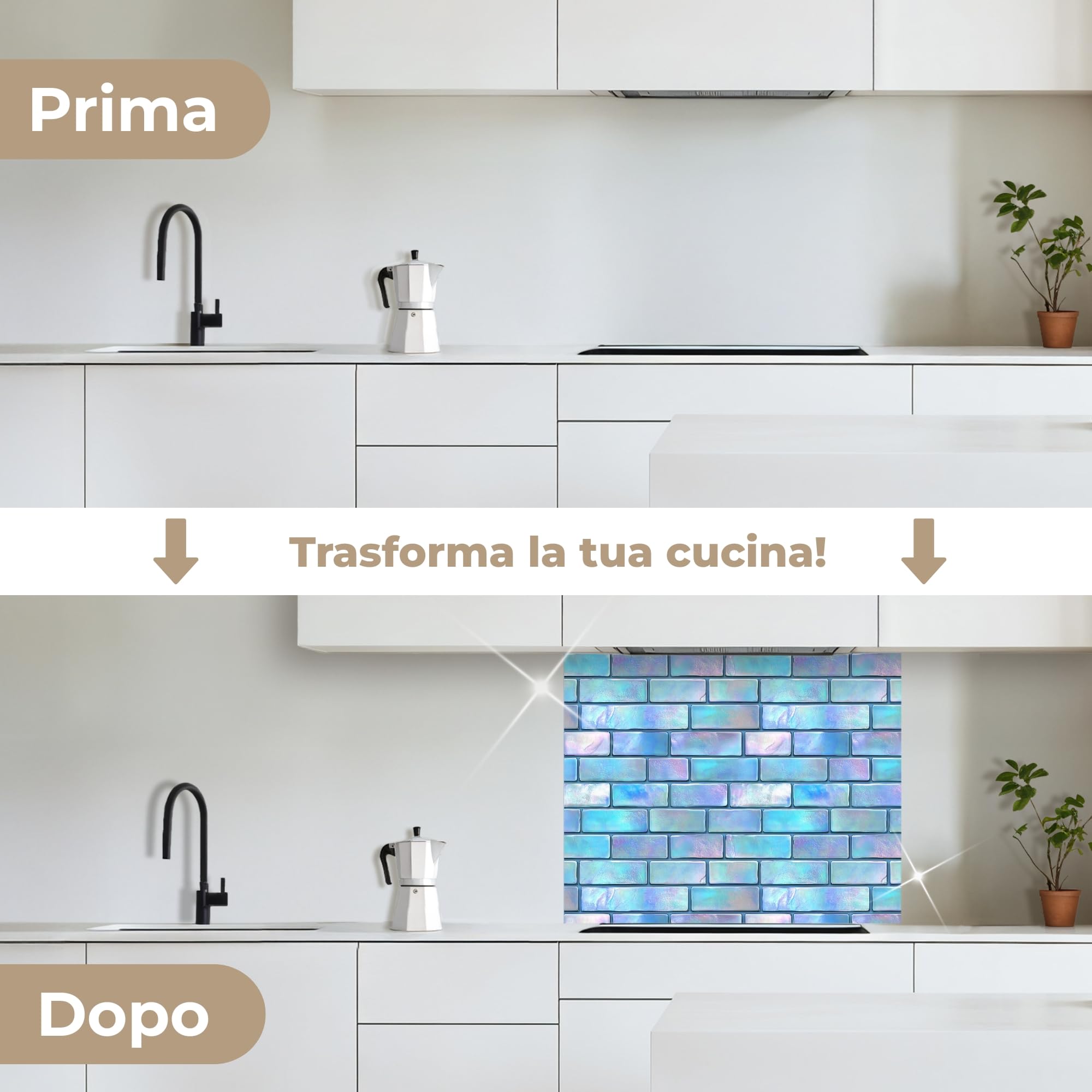 KitchenYeah© Paraschizzi Cucina Adesivo 80x100 cm Pannello Parete Paraspruzzi Rivestimento Blu - Lucido