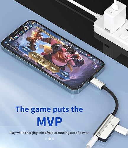 Miniatura 3 de Adaptador Lightning a iPhone de 0.138 in para conector de auriculares, cargador AUX, adaptador de audio para cable 2 en 1 compatible con cable 7 8 X