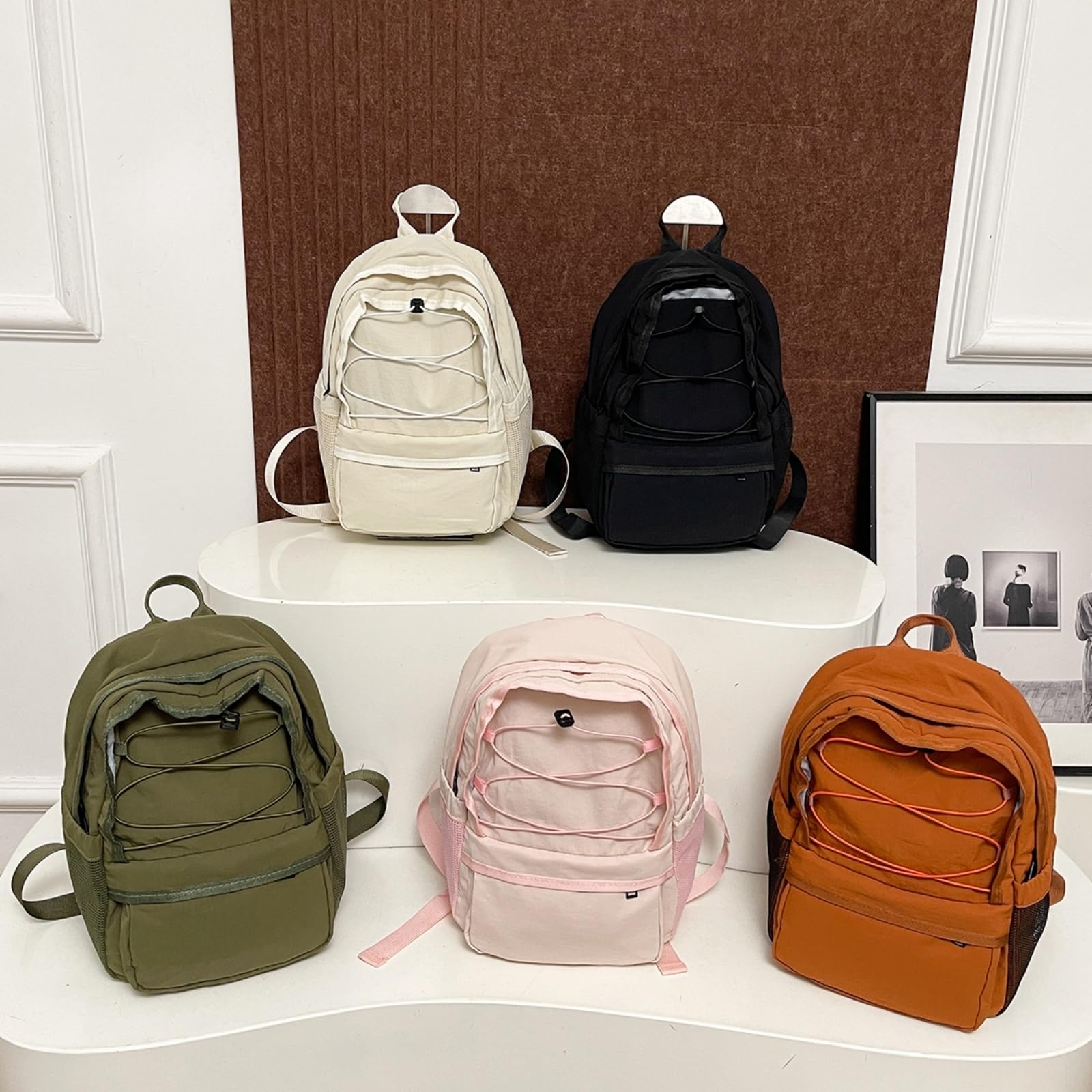 Zaino Sportivo All'aperto Ultraleggero Piccola Borsa da Alpinismo per Il Campeggio degli Studenti Uso Quotidiano-Beige