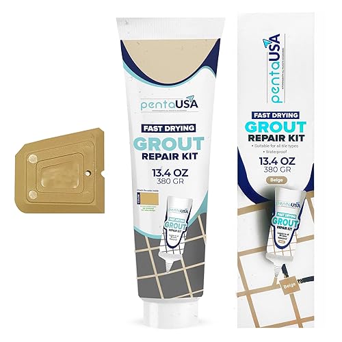 PentaUSA Lechada para Azulejos - Reparaciones de Relleno de Lechada Grande, Kit de Reparación de Lechada de Secado Rápido, Fórmula Inodora - Incluye