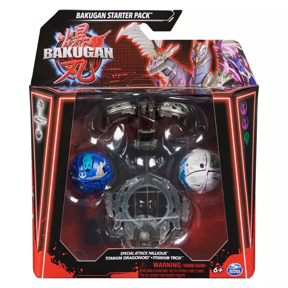 Bakugan 3.0 Starter Pack - Special Attack Nillious + Dragonoid + Trox, Black, 0778988466841