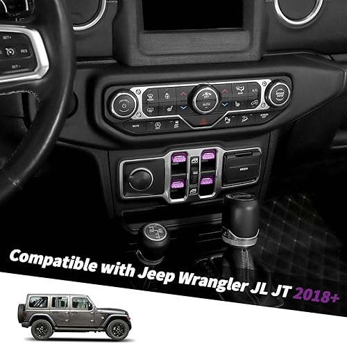 Miniatura 2 de Jimen Cubierta de botón para ventana JLJT, paquete de 4 cubiertas para interruptor de ventana, accesorios interiores compatibles con Jeep Wrangler