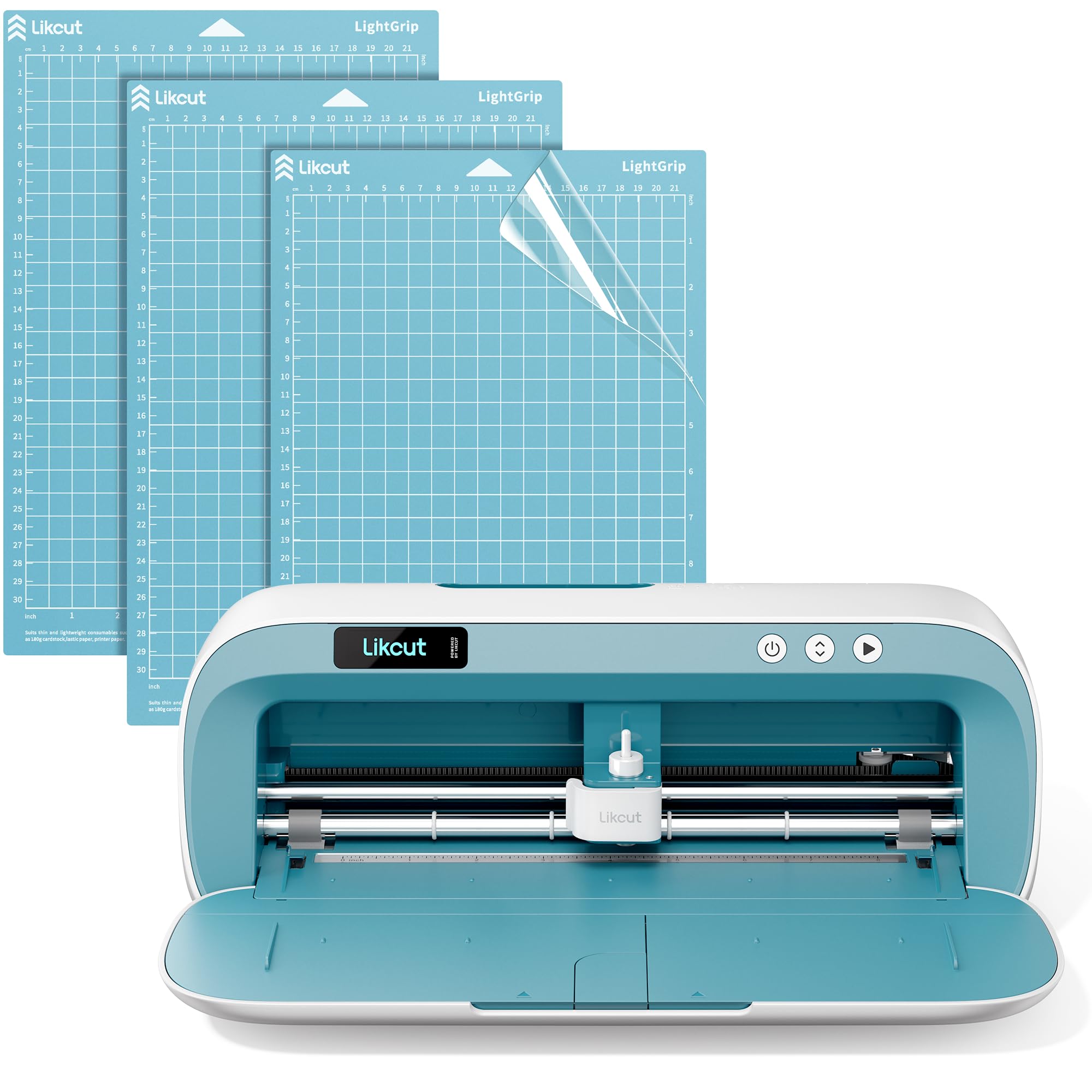 Likcut S41 Schneideplotter mit Print Then Cut Funktion, tragbare Plotter Maschine für DIY Sticker & Vinyl, inkl. 3 LightGrip Matten, ideal für Deko & Etiketten, Blau
