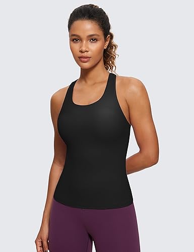 Miniatura 2 de CRZ YOGA Butterluxe - Camiseta sin mangas de espalda cruzada para mujer, con relleno, atlética, de elastano, con brasier integrado