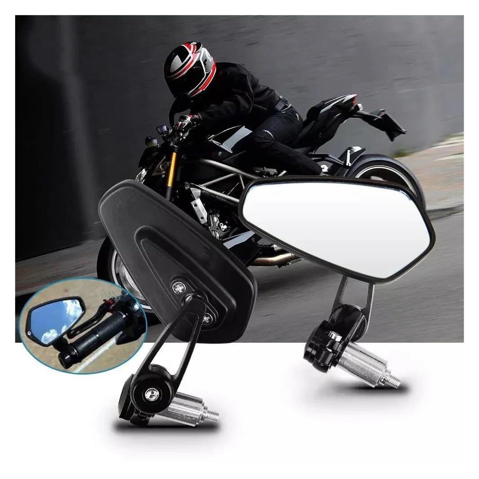 Specchietti Moto Manubrio Retrovisori Per Yamaha VMAX 1200 VMAX 1700 VMAX1200 VMAX170 Specchietti Retrovisori Per Moto Specchietti Retrovisori Per Manubrio(Nero)