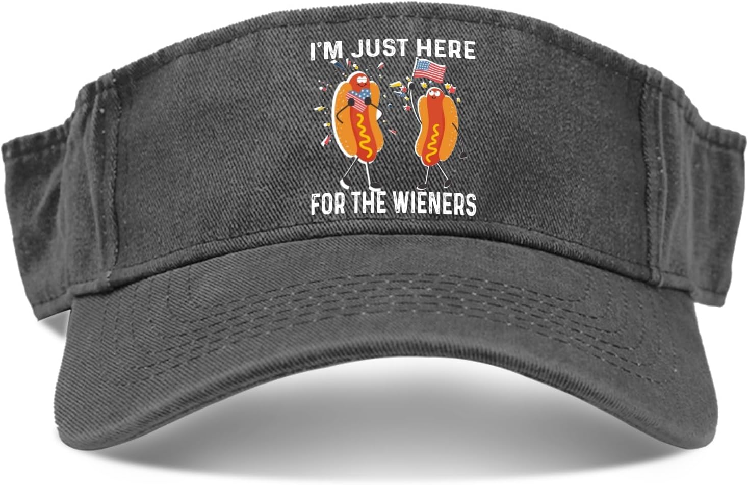 I'm Just Here for The Wieners 4th of July Hats Washeds Distressed Golf Visors