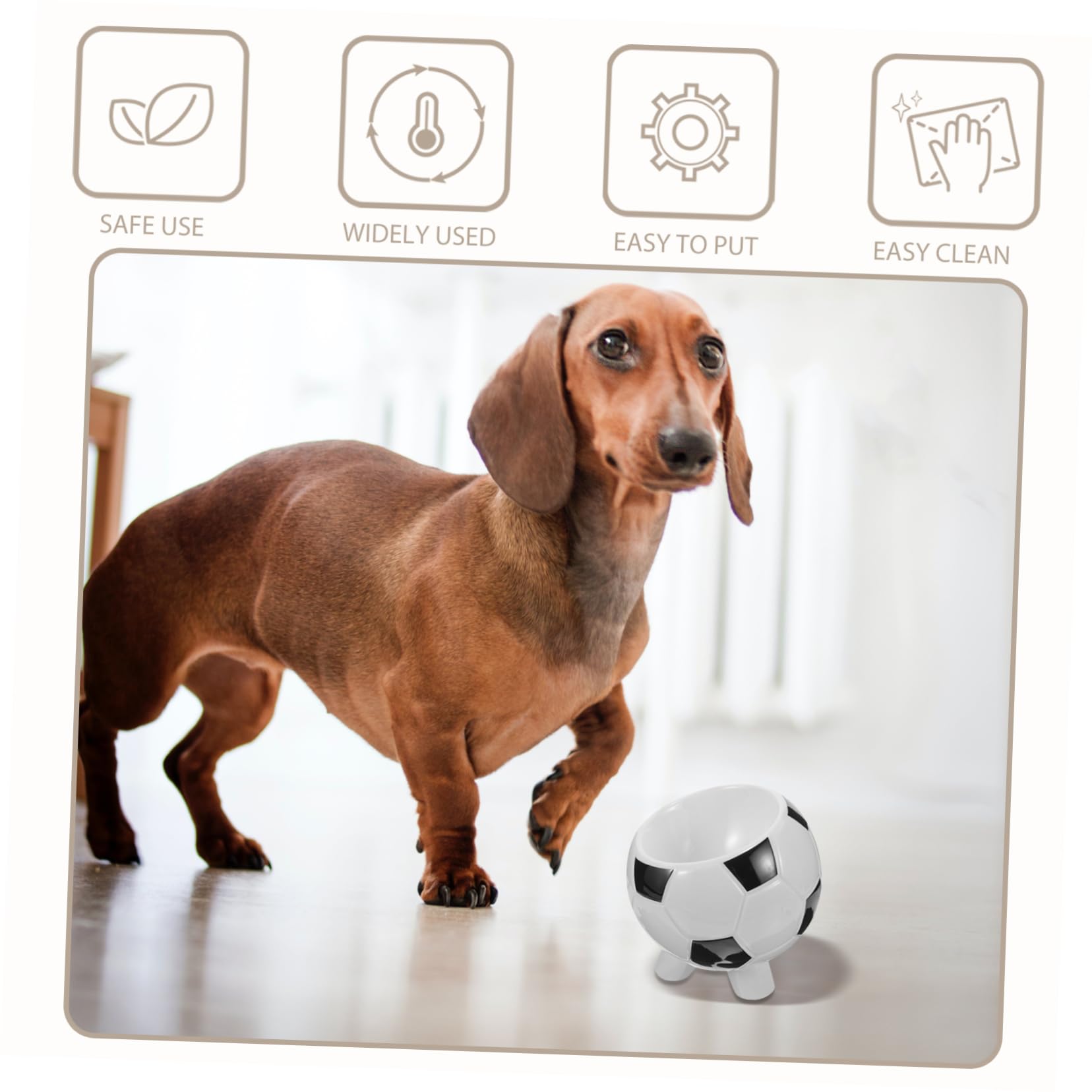 Ciotola per Animali da Calcio in Ceramica Facile da Lavare | Pappa Gatto e Cane, Texture Liscia, Uso per Pet Supply, Adatta a Ogni Occasione