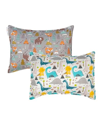 ALVABABY Paquete de 2 fundas de almohada de algodón orgánico para niños pequeños, fundas de almohada para niños de 13 x 18 pulgadas o 12 x 16