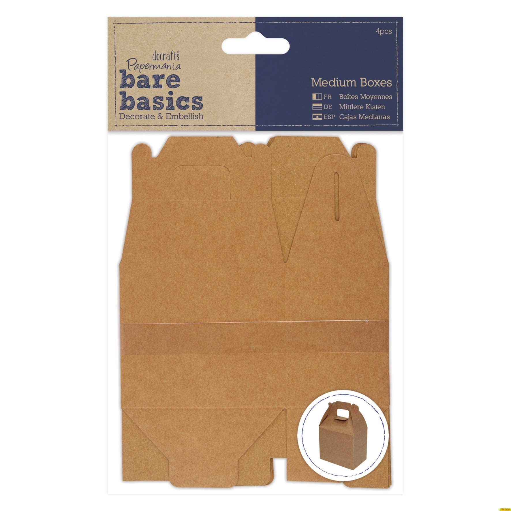 DOCrafts PMA174022 Papermania Bare Basics Medium Boxes (4 Pack), Brown