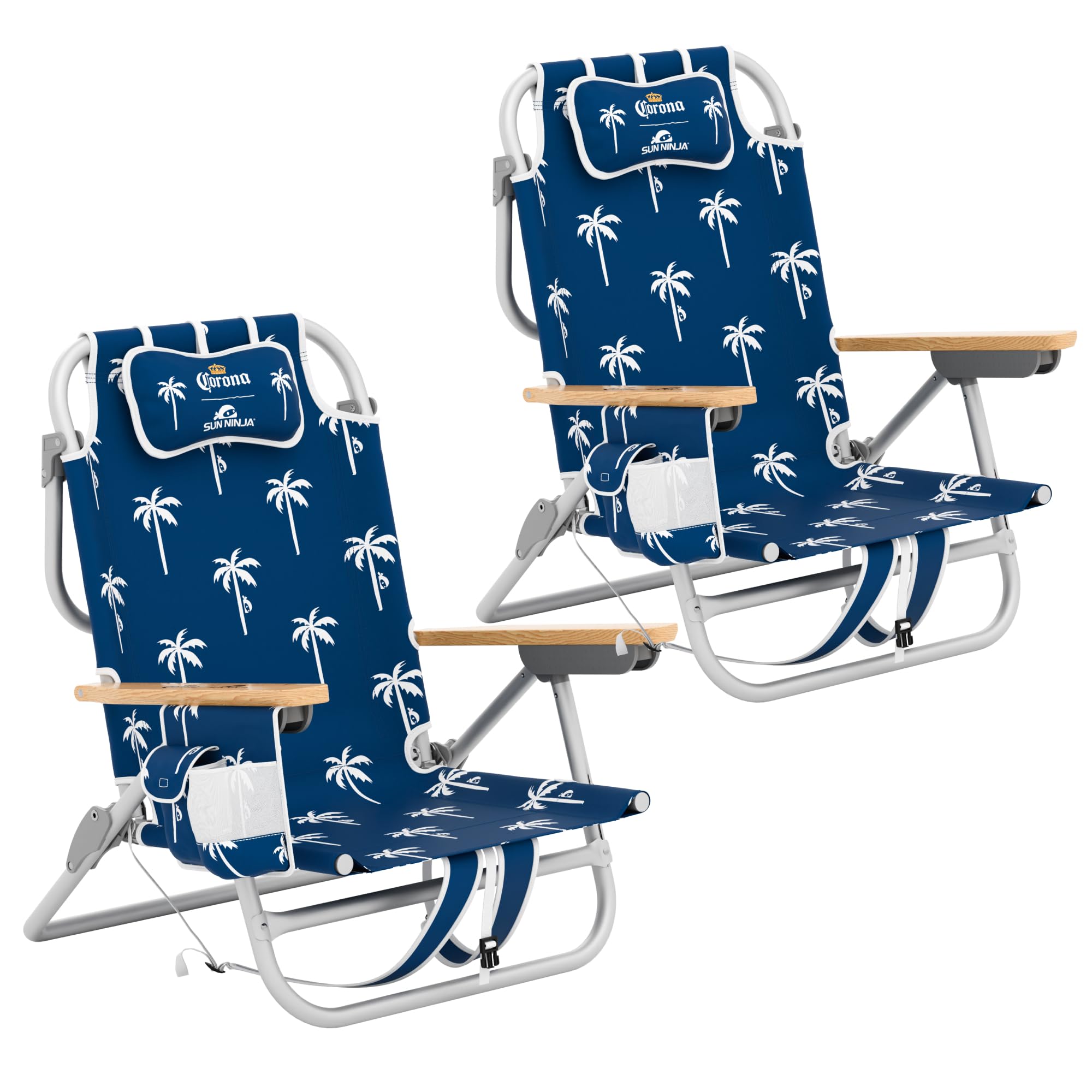 SUN NINJA Limited Edition Corona Portable Beach Chair for Adults, 2pc
