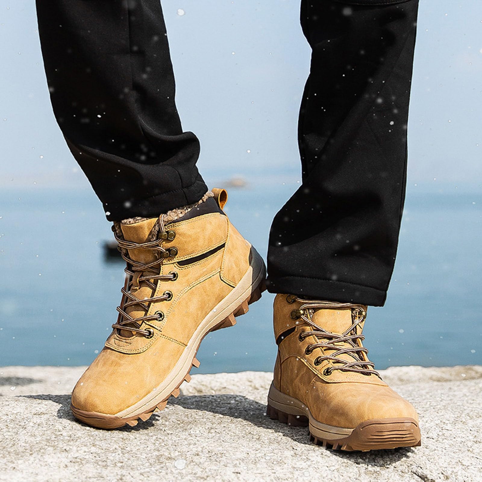 Ocio Temporada fría, Nieve algodón Acolchado, Botas Altas, Zapatos Transpirables para Estudiantes y Adolescentes, Hombre, Antideslizantes y cálidos para el frío_1