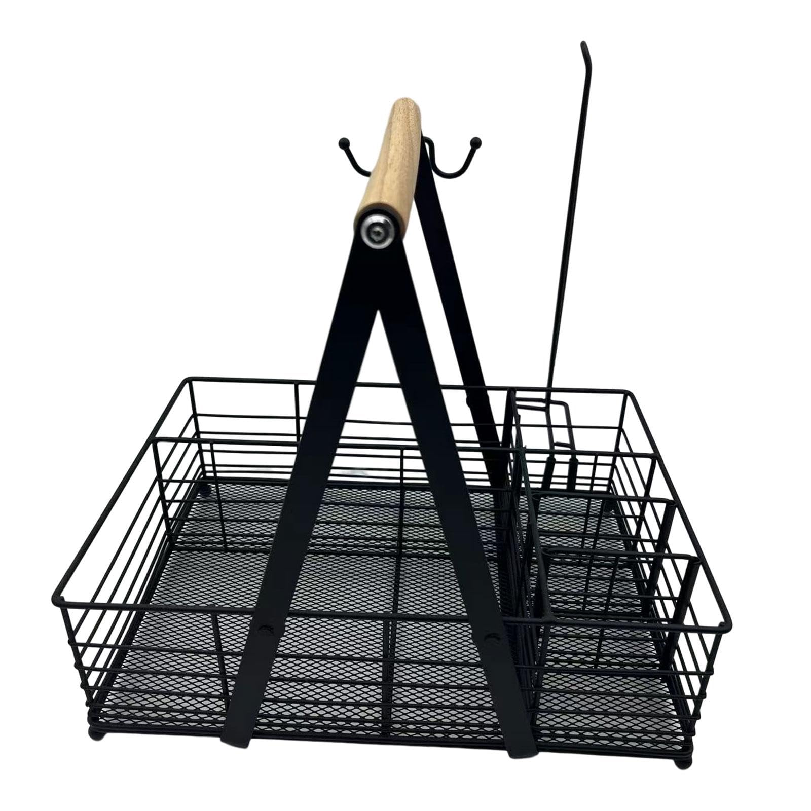 Organizador de Condimentos para Picnic Y Barbacoa con 6 Compartimentos Y Soporte para Utensilios.