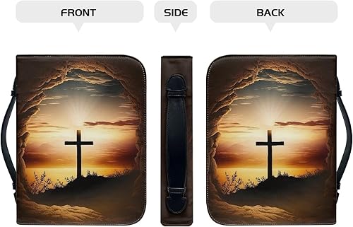 Miniatura 3 de PORCLAY Cross Lay - Funda plana para la Biblia para mujeres y hombres, funda para la Biblia del amanecer del cielo, con asas, funda de transporte