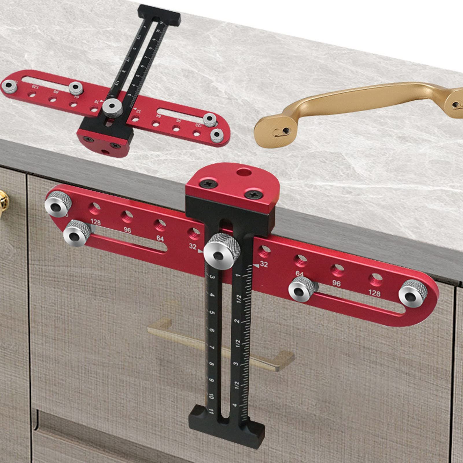 Houtbewerkingsboor-locator, punch-locator-boorgeleiding, draagbare boorlocator, kastboren, nauwkeurig, zeer nauwkeurig gaten-sjabloongeleidingsgereedschap van aluminiumlegering