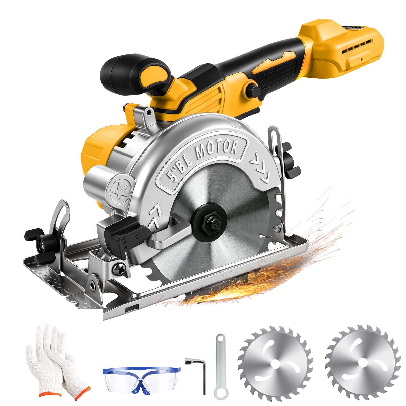 5 Inch Cordless Circular Saw for Dewalt 18V 20V Max Battery, No Battery