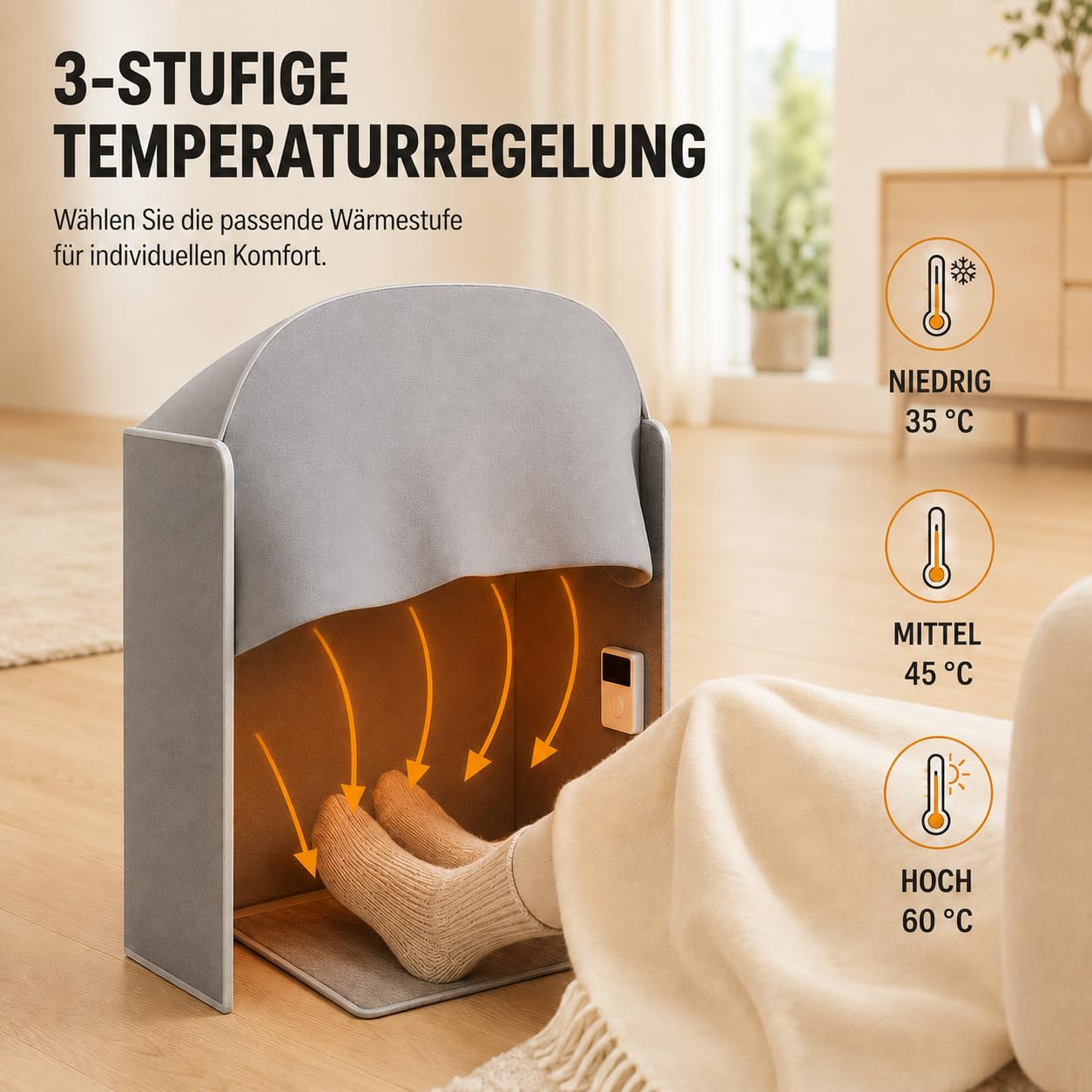 Scaldapiedi elettrico e scaldamuscoli con 3 livelli di calore