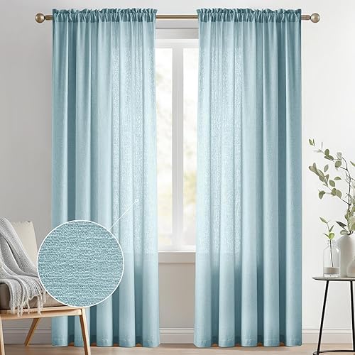 Melodieux - Cortinas semitransparentes para sala de estar, dormitorio, cortinas de gasa