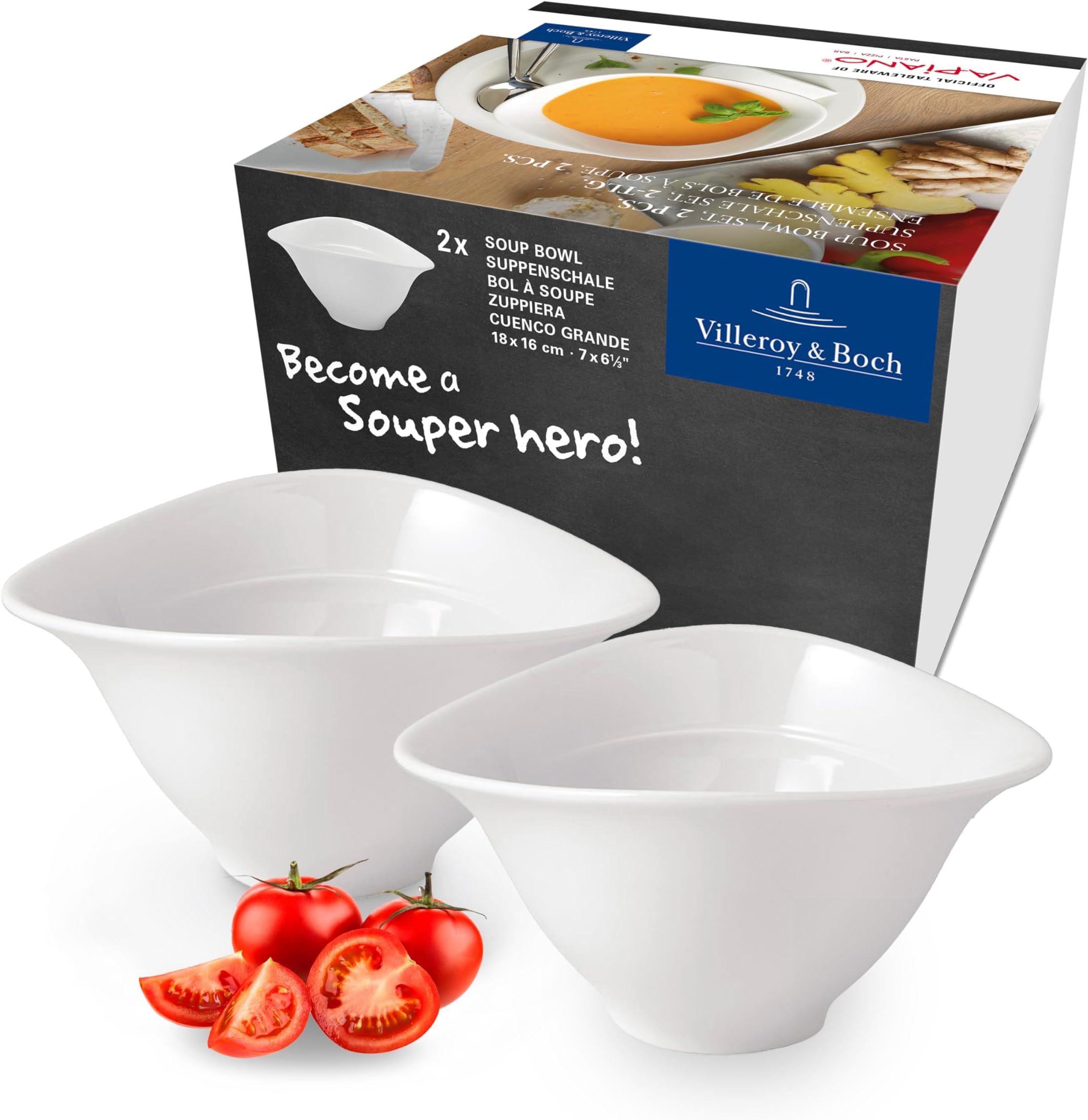 Vapiano Soup Bowl Set, 2 Pieces, Premium Porcelain, White