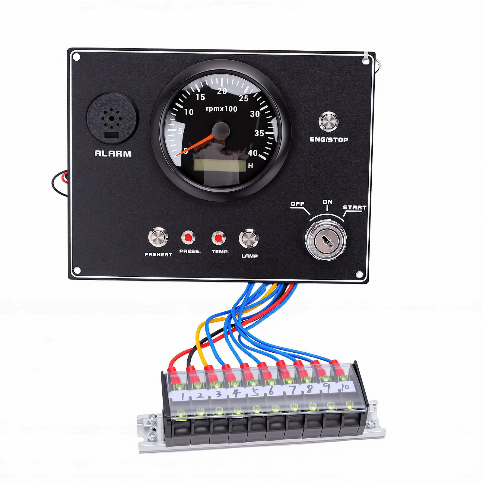 Medidor de RPM de Motor Marino Panel de Tacómetro de Aleación de Aluminio de 0 a 4000 RPM con Función de Alarma y Precalentamiento para Yates, Lanchas Rápidas y Monitoreo de Consola de Barco