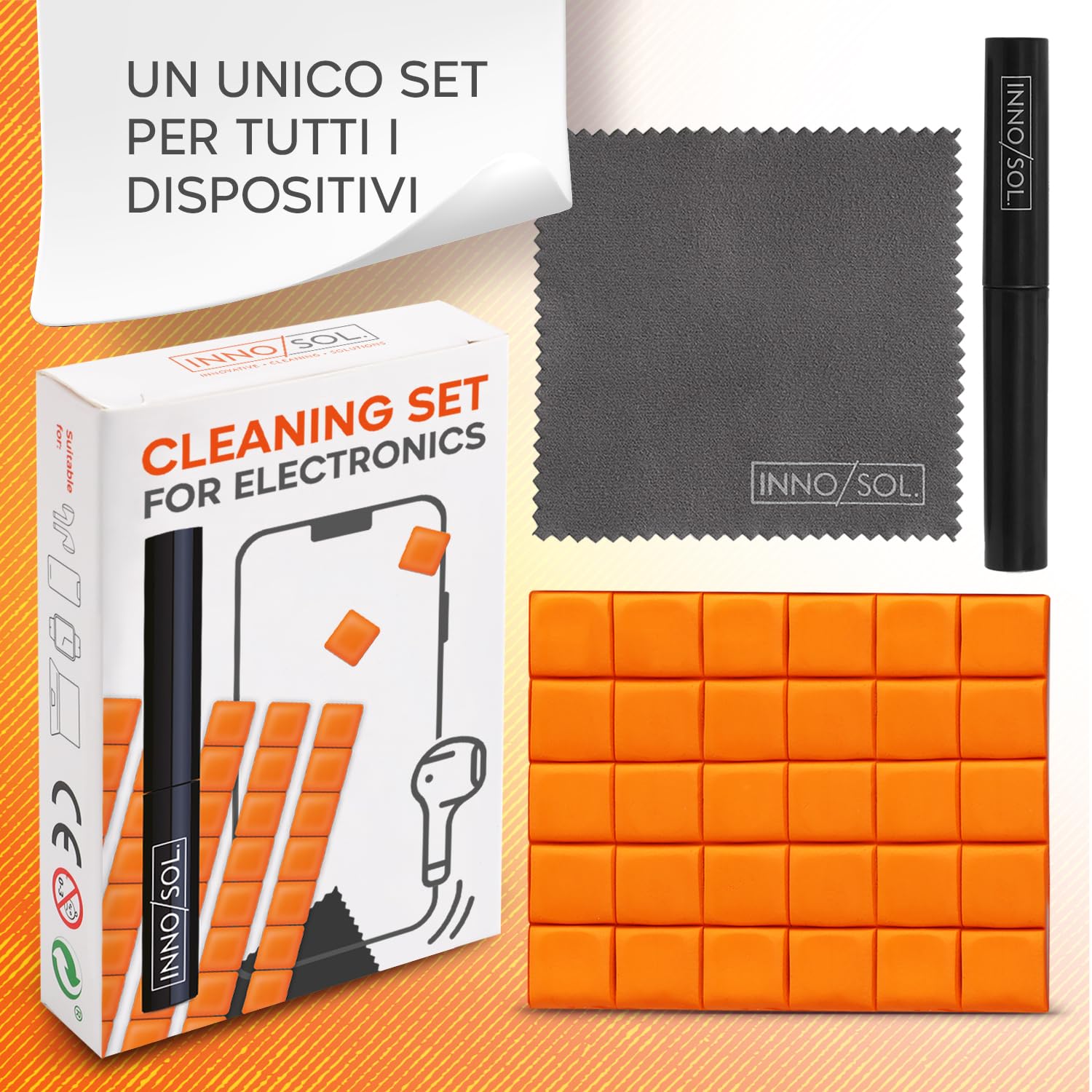 Set pulizia per l'elettronica I Adatto per AirPods, telefono cellulare, smartphone, cuffie, fotocamera, ecc.- Kit pulizia airpods con argilla detergente, penna detergente e panno in microfibra