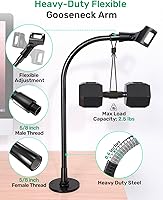 Vista 3 de Gooseneck Mic Stand -19" Podium & Wall Microphone Holder, Heavy Duty Adjustable Desk/Wall Mount Flexible Arm Compatible with Shure, Fifine, AT2020