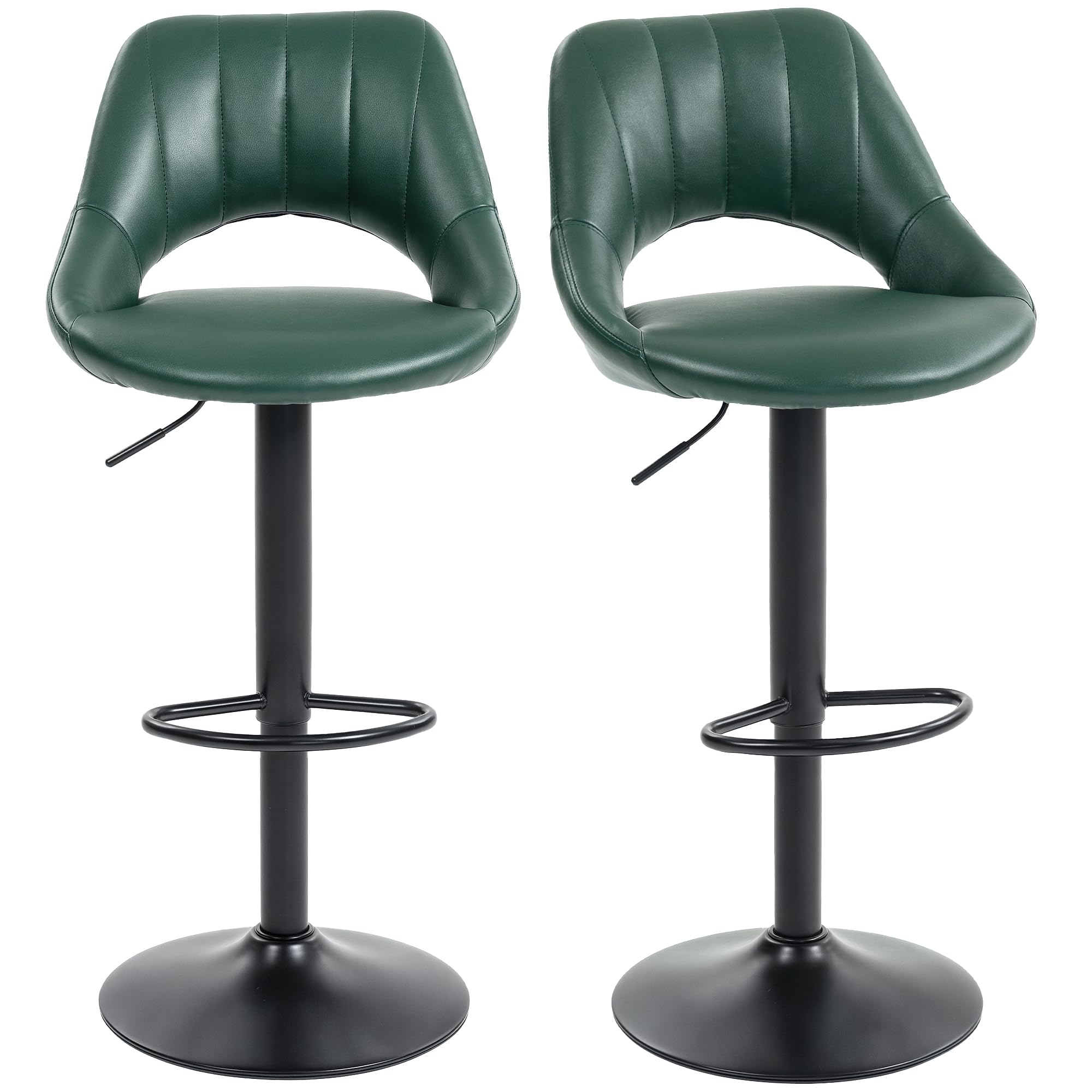 Homcom Barstools Set Of 2 Dining Stools With Backrest And Footrest