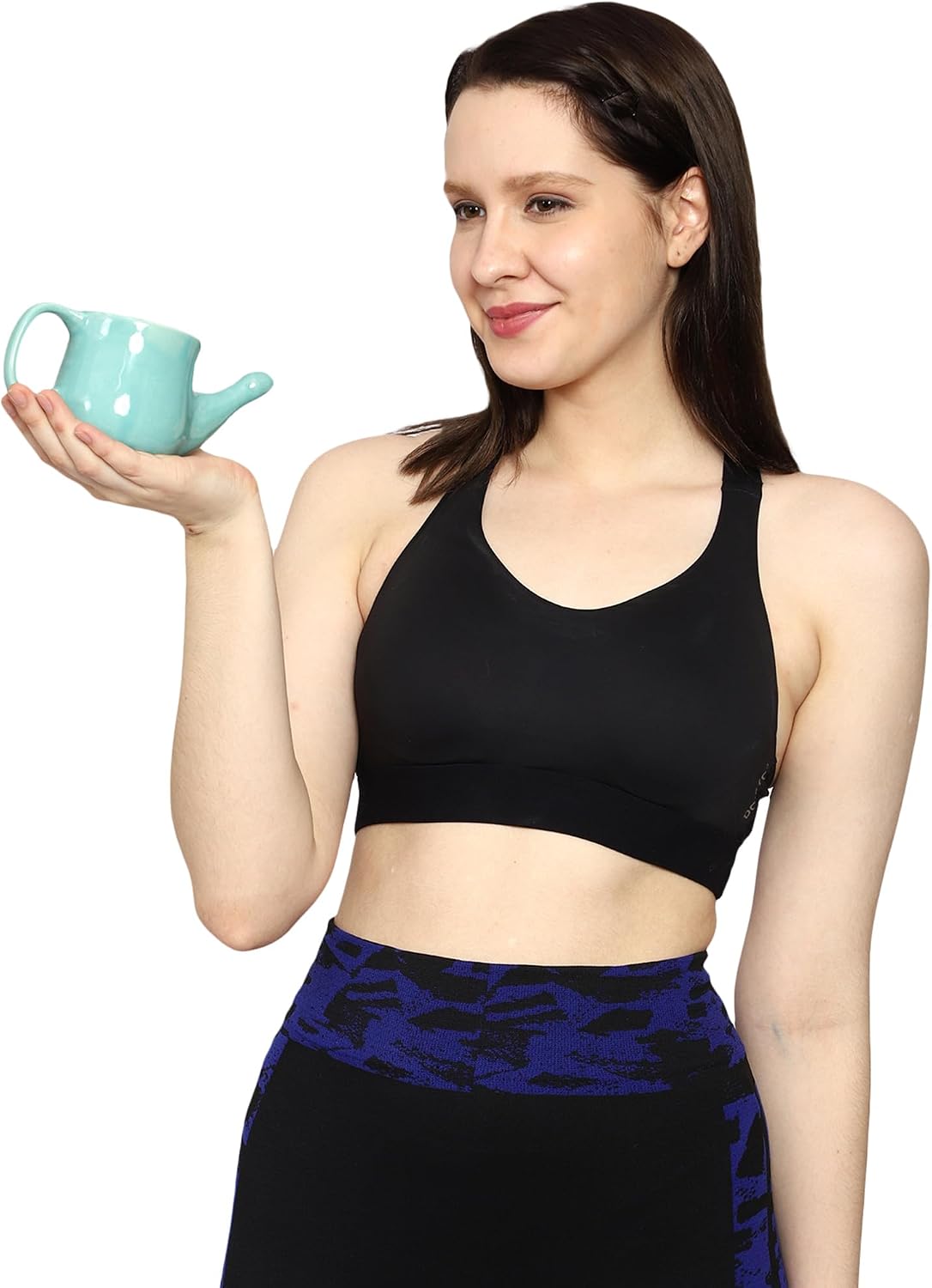 HealthGoodsIn Ceramic Neti Pot, Spill Proof with 5 Sachet Neti Salt - Terquoise Color, Holds 250 ML (8.4 FL Oz)