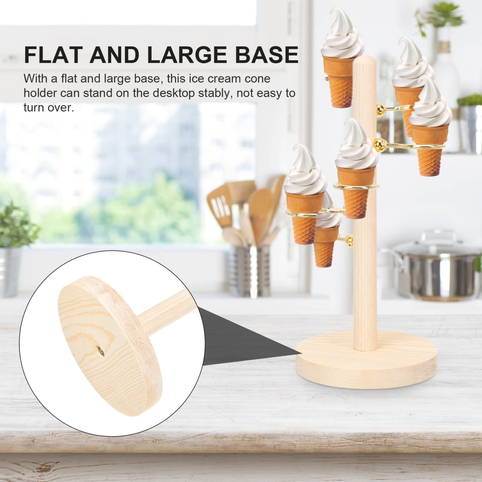 Supporto Per Coni Gelato In Legno - Porta Coni Per Sushi, Snack E Dolci - Espositore Da 18.5x9.3x8.7 Cm - Foto 3