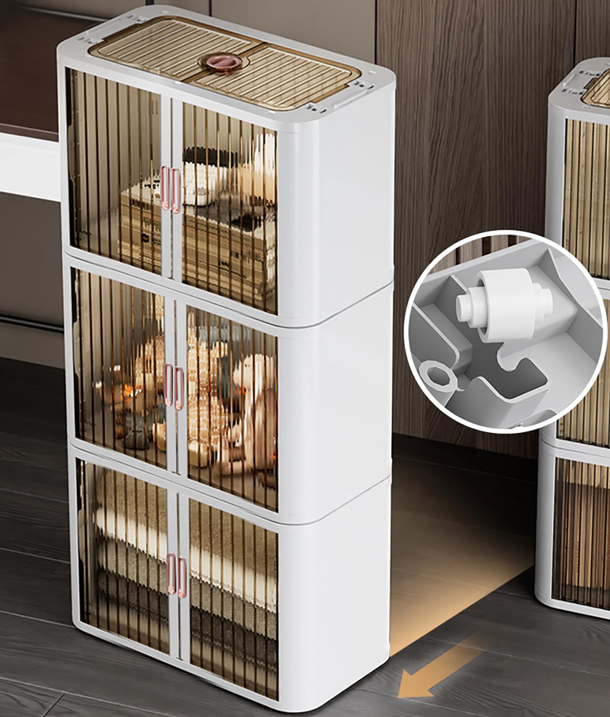 Foldable Storage Box with Sliding Door, Extra Large Dual Opening Storage Organizer, 65L Stackable Bins with Lids & Wheels, Clothes, Toys & Books, Collapsible Container Home Office Outdoor Car (3Pcs)