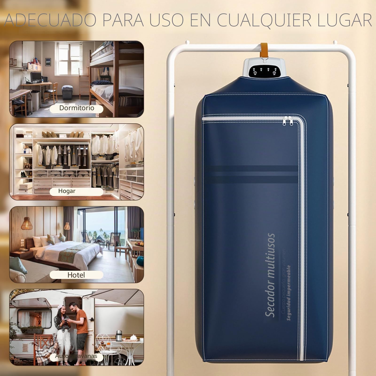 Secador de ropa portátil pequeño, mini secadora plegable con temporizador de 1-4H, secador de aire caliente eléctrico pequeño con bolsa de secado, secado 360°, mini secador para apartamento, casa