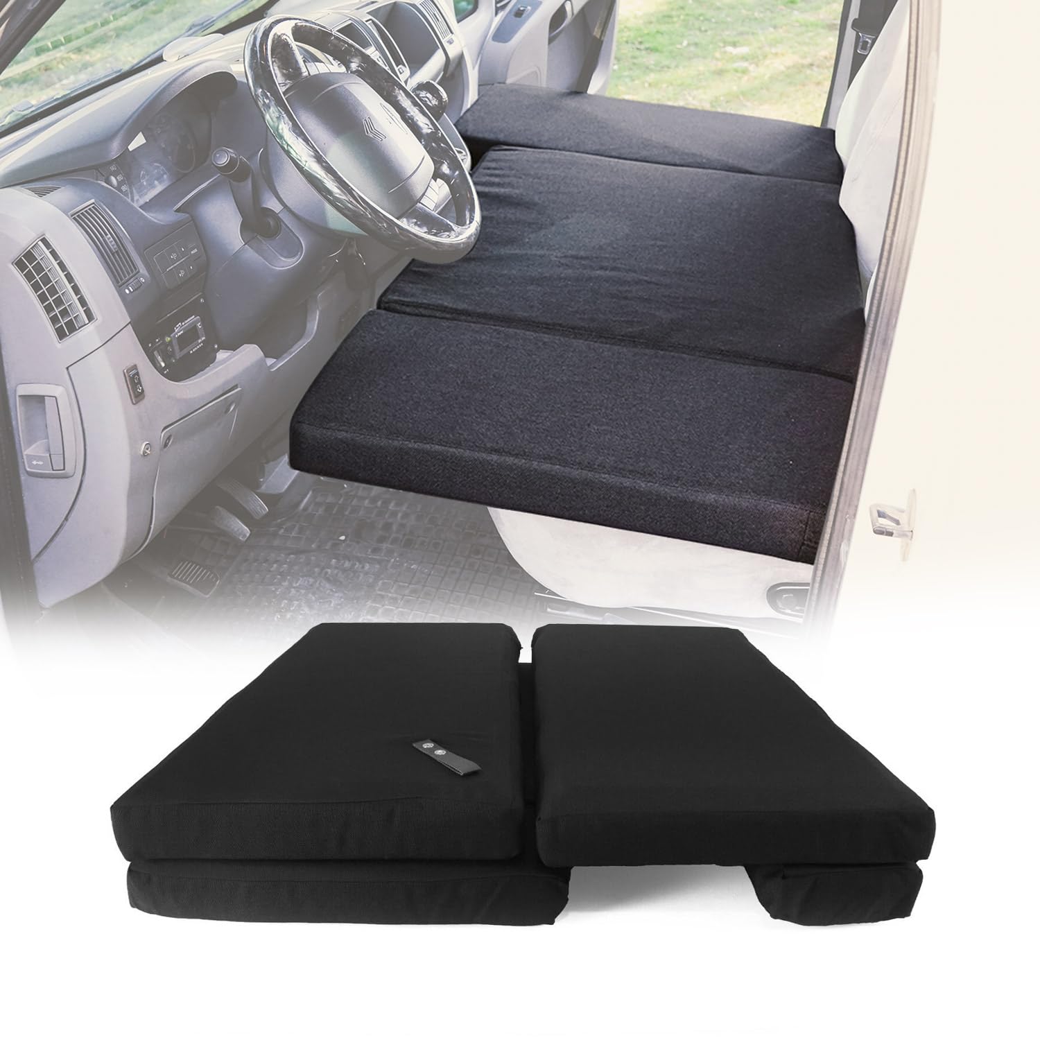 OMAC Camper Bett Fahrerhausbett Matratze kompatibel mit Ford Transit 2006-2014 Polyester Schwarz