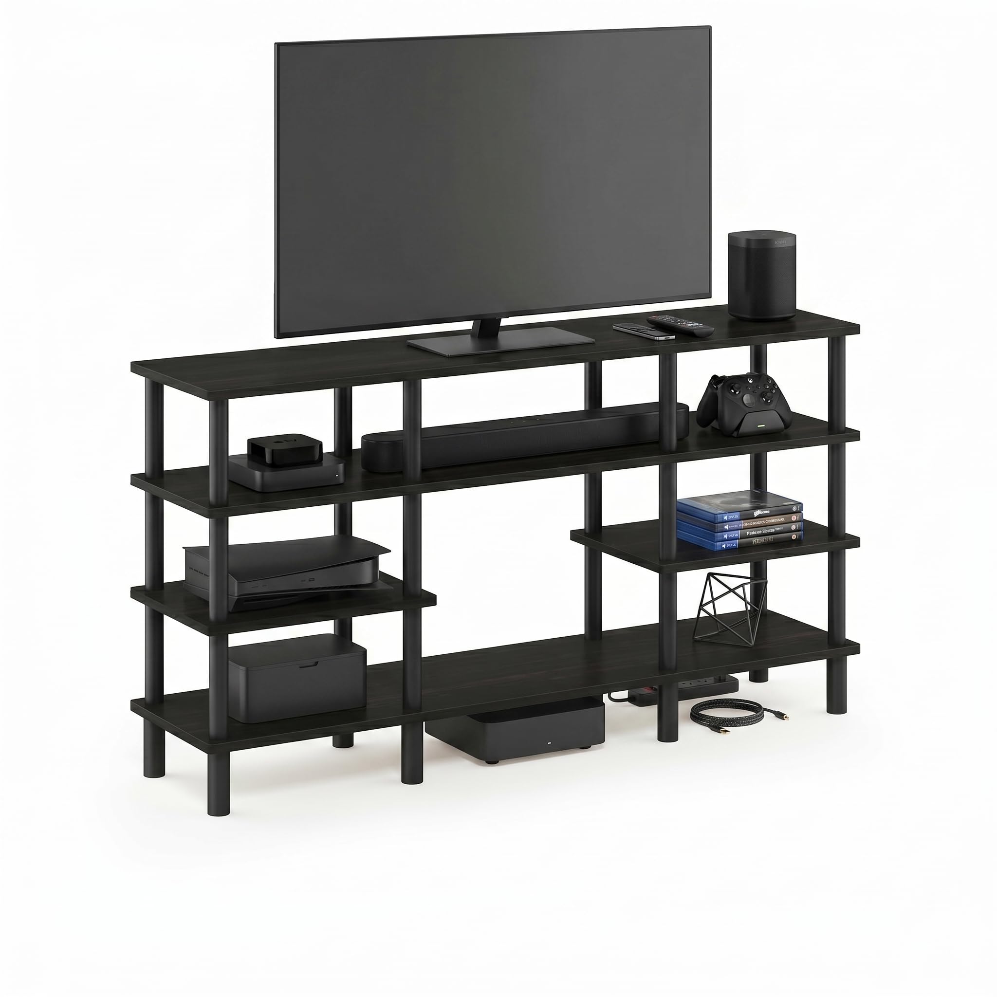 Amazon.com: Furinno Turn-N-Tube 4-Tier Multipurpose Wide Shelf TV