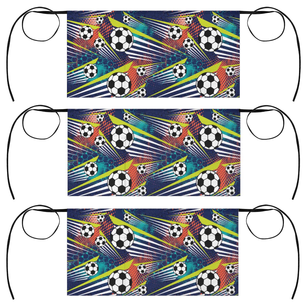 bisibuy 3 Pack Server Aprons with 3 Pockets, Soccer Ball Absract Waitress Waiter Wasit Apron for Women Men Restaurant Bistro Cafe Bars Half Aprons Waitress Server Accessories