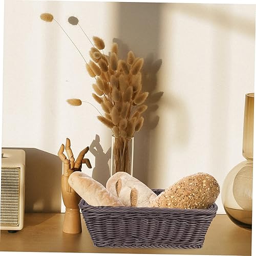 Miniatura 9 de HOMSFOU Cesta de pan Cestas de ratán para servir alimentos, cestas de mimbre con forro de mimbre, cesta de pícnic, cesta de huevos de Pascua, cestas