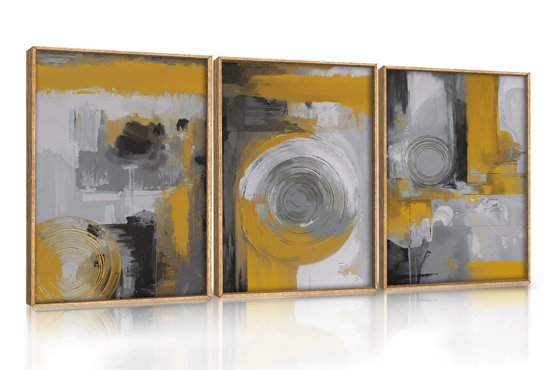 ANHUIB Orange Grey Abstract Canvas Wall Art Set of 3 Neutral Abstract Framed Canvas Wall Art Brush Stroke Modern Abstract Canvas Minimalist Graffiti Textured Artwork for Living Room Bedroom 30x40cm