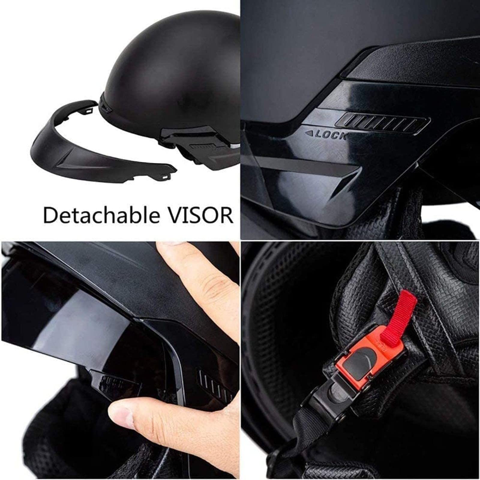 Caschi Moto Cromwell Jet e Demi-Jet Brain - cap Casco Moto Aperto Casco Mezzo retrò Casco Ciclomotore Cruiser Chopper Scooter Crash Helmet ECE/DOT Certified