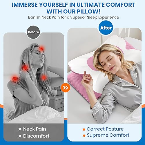 Miniatura 3 de Almohada cervical cervical para dormir, almohada de espuma viscoelástica para dormir lateral, almohadas ergonómicas para aliviar el dolor de cuello,