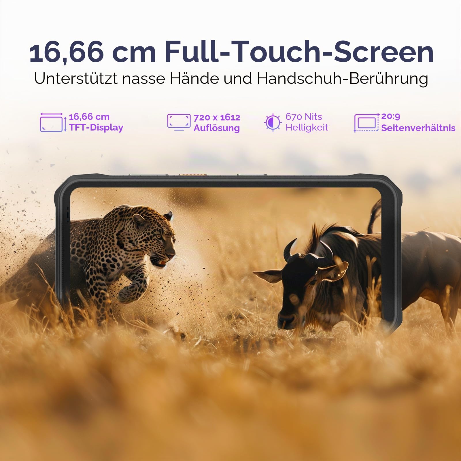 Android 14 Barcode Scanner H68T - Zebra SE4710 Scan-Engine Mobil PDA, 8GB+128GB IP68 Robustes Datenterminal für Lager & Logistik, 6,5 Zoll FHD Display, 5800mAh NFC WiFi 4G