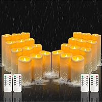 Vista 9 de Juego de velas sin llama de plástico YIWER, a batería, impermeables, 18 unidades: velas con cuerpo de cera marfil parpadeante, incluye