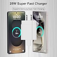 Vista 8 de Cargador súper rápido tipo C, cargador de pared USB C de 25 W, bloque de carga rápida y cable de 8 pies para Samsung Galaxy S25 S24