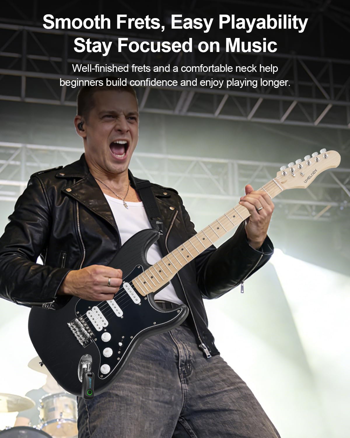 UST-150 Beginner Electric Guitar, Lightweight ST Style Guitar with Matte Natural Finish, Easy to Play for New Players, Perfect for Home Practice, Learning and First Guitar Experience, Black