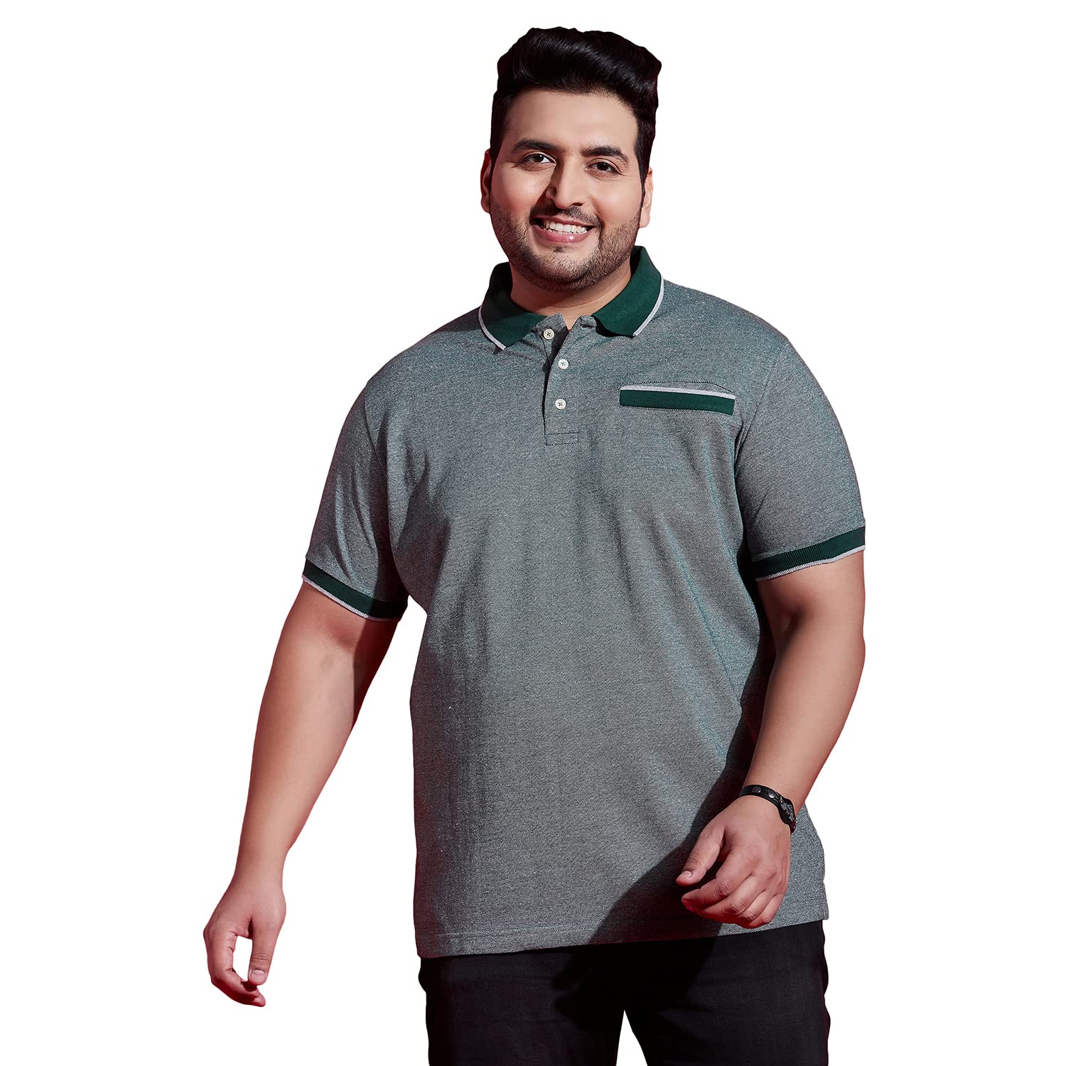 BigbananaPlus Size Men's Regular Fit Solid Polo Tshirt
