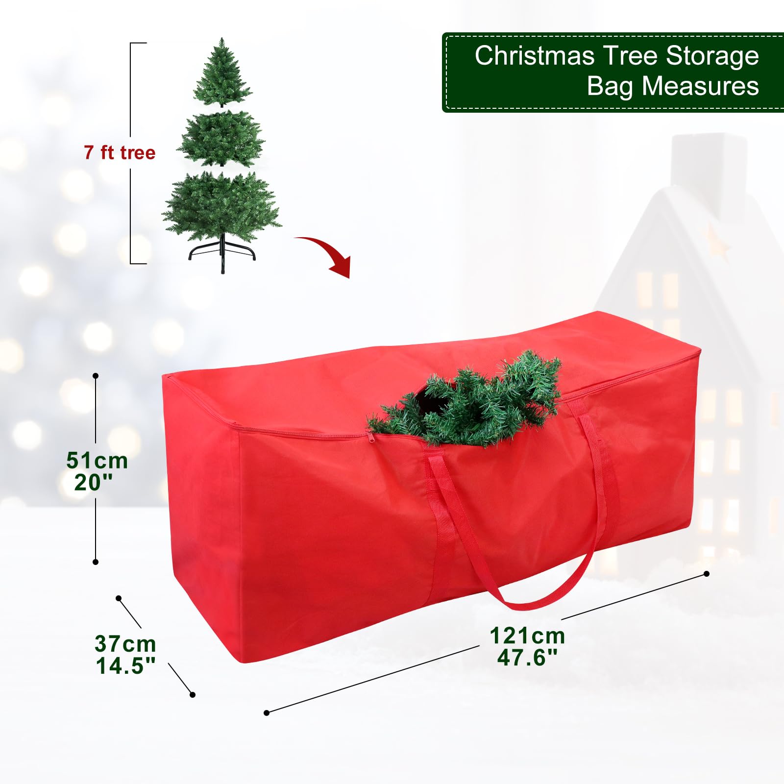 Demao 7.5FT Christmas Tree Storage Bag, Christmas Tree Bag Reusable Upgraded Heavy Duty Artificial Trees Storage Container, Dustproof Xmas Tree Bag