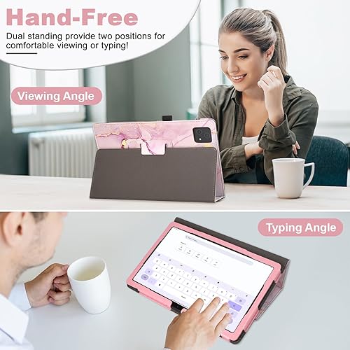 Miniatura 2 de Caweet Funda para tablet T-Mobile Revvl Tab 5G - Funda protectora de cuero de primera calidad con función de apagado y encendido automático, mármol