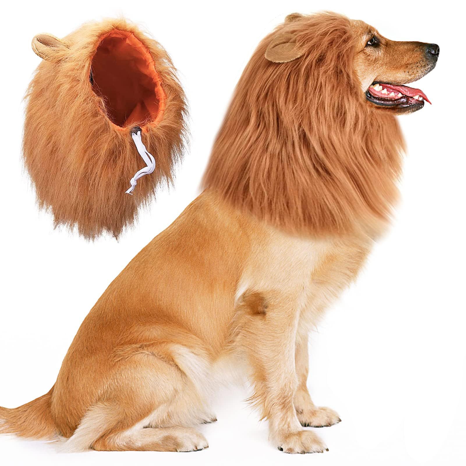Lion Mane Costume for Medium & Large Dogs Fancy Dress Up Pet Dog Wig Clothes
