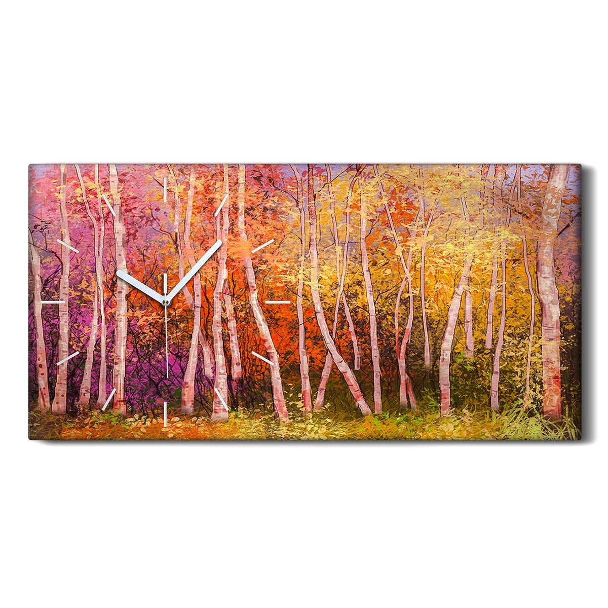 Horloge sur toile décorative sans bruit pour habiller vos murs avec un paysage d'automne