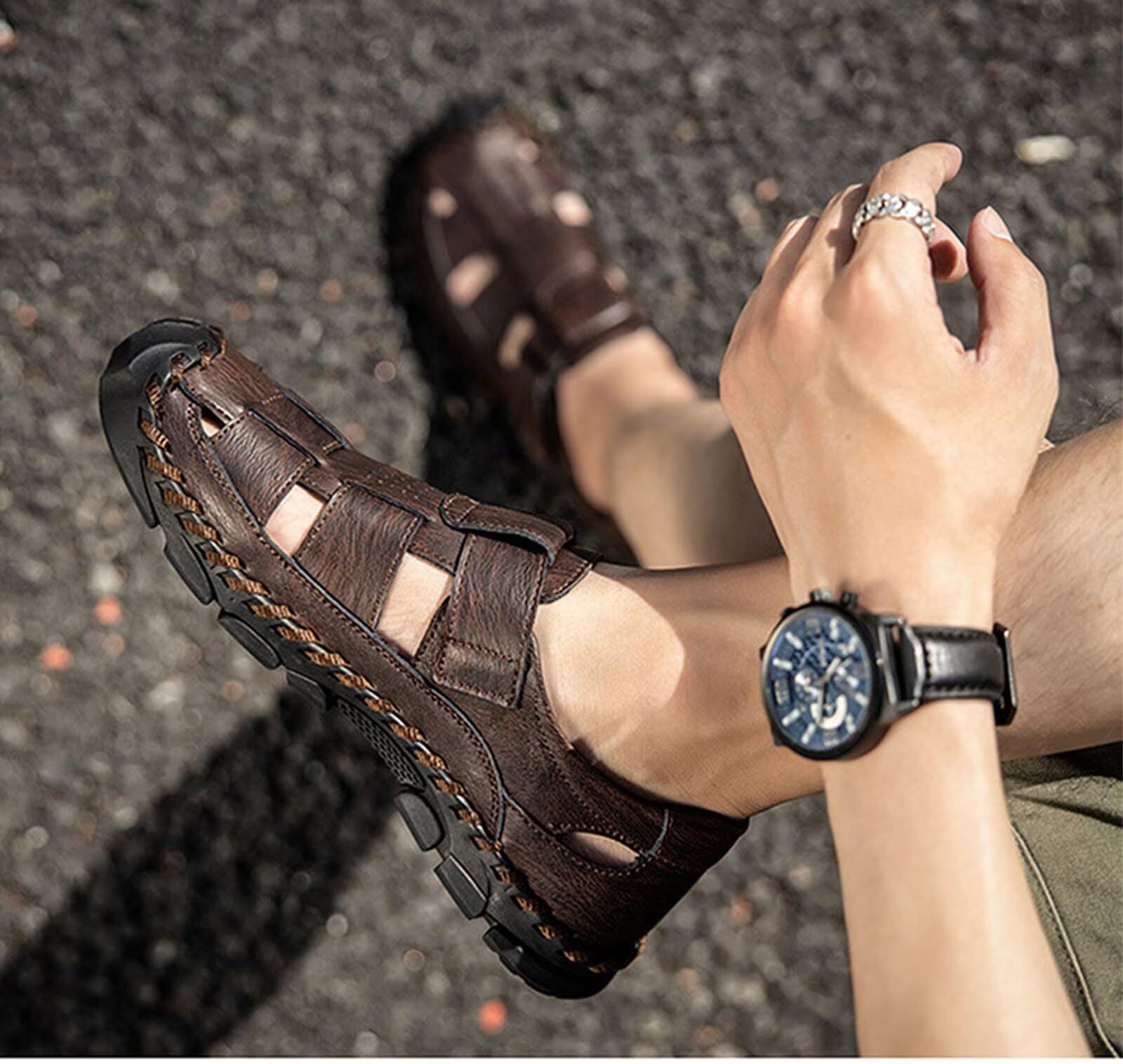 Rivccku Sandalias Deportivas Hombre Verano Sandalia de Senderismo Exterior Antideslizantes Casual Trekking