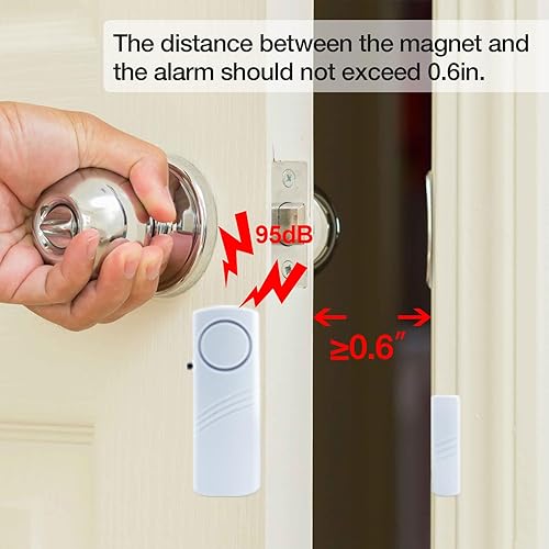 Miniatura 7 de Alarma de puerta y ventana, alarma de puerta de 95 dB para seguridad de los niños, sensor inalámbrico, alarma antirrobo de ventana, alarmas de